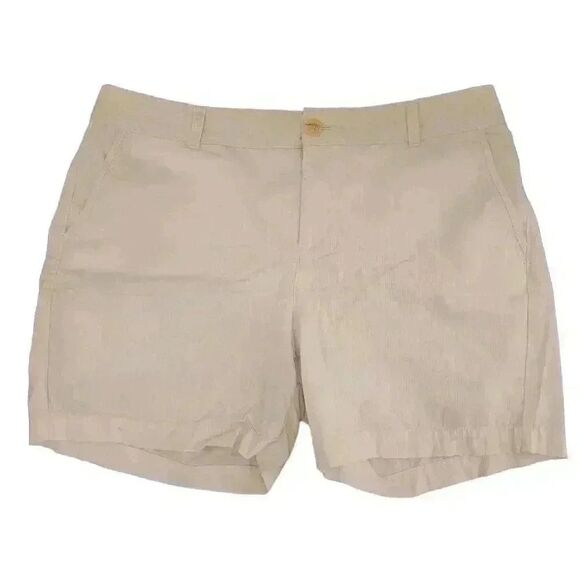 Dockers Women's Ivory 100% Cotton Chino Flat Front Shorts w Pockets - Picture 1 of 9